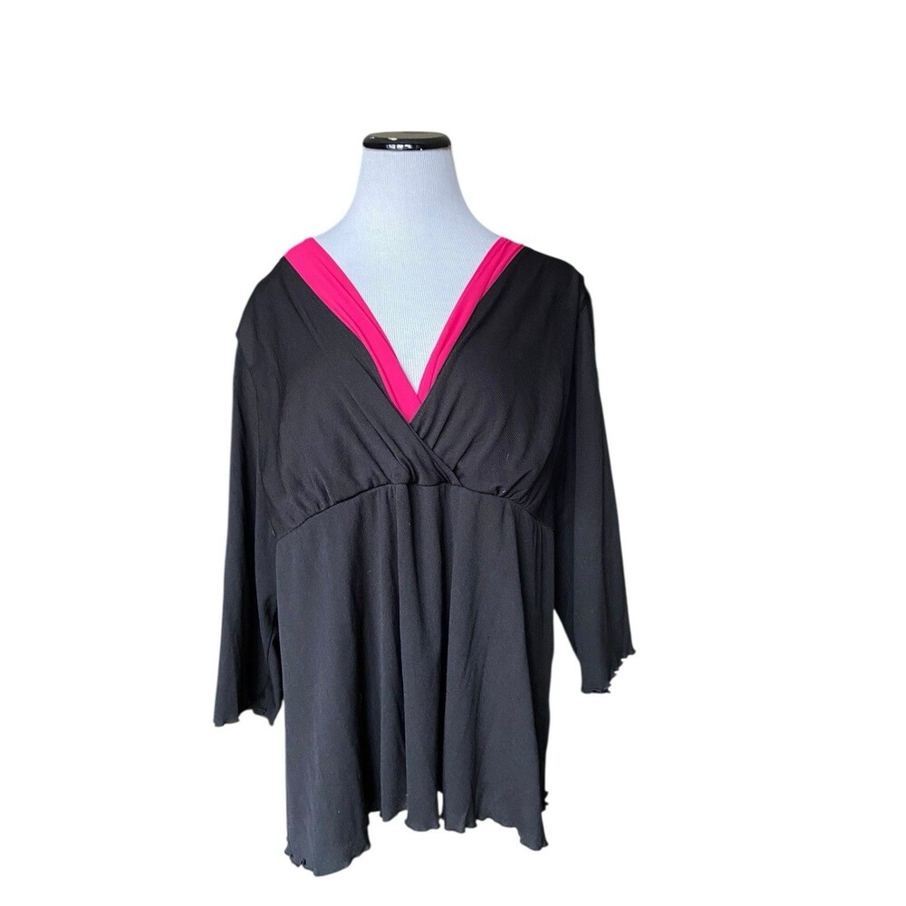 Y2K Plus Size Babydoll Top Size 22/24 Black Pink Mesh Going Out top Mallcore